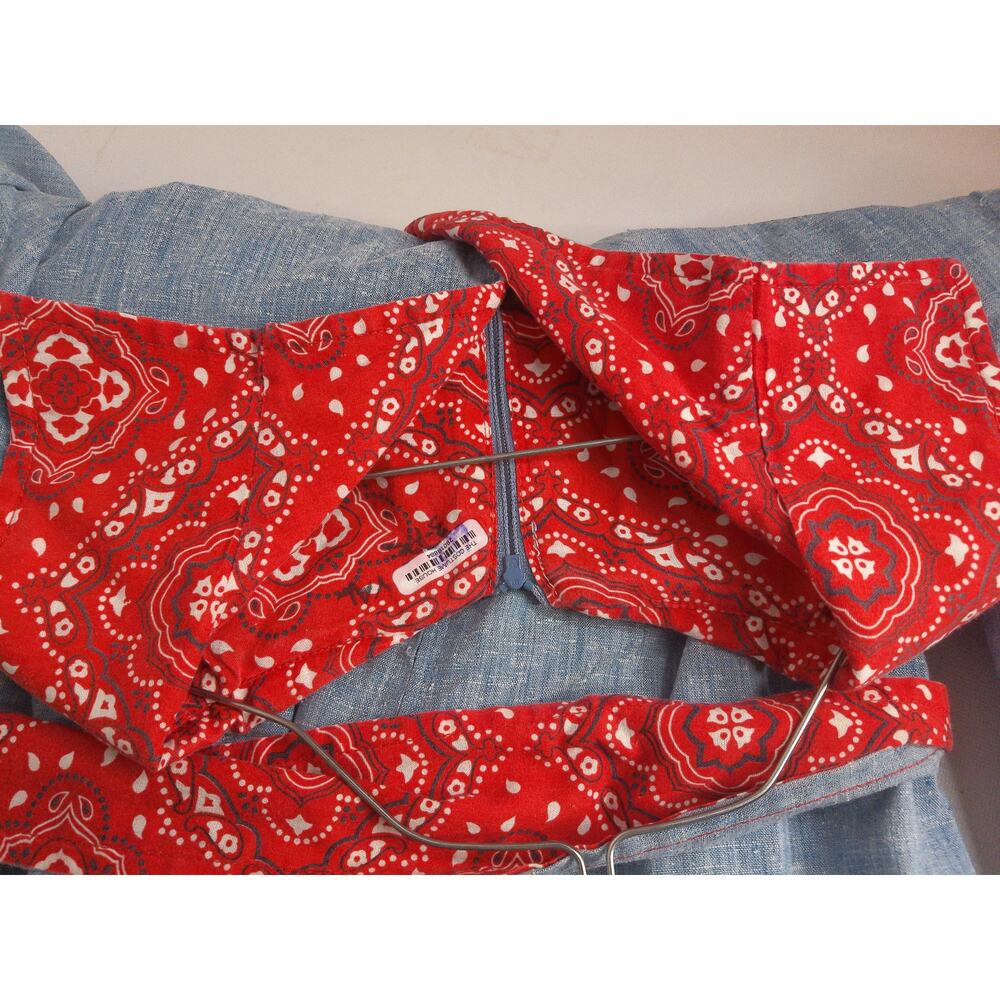 Vintage Blue Denim Look Dress Bandana Print Western Boho Costume LA - Picture 8 of 10